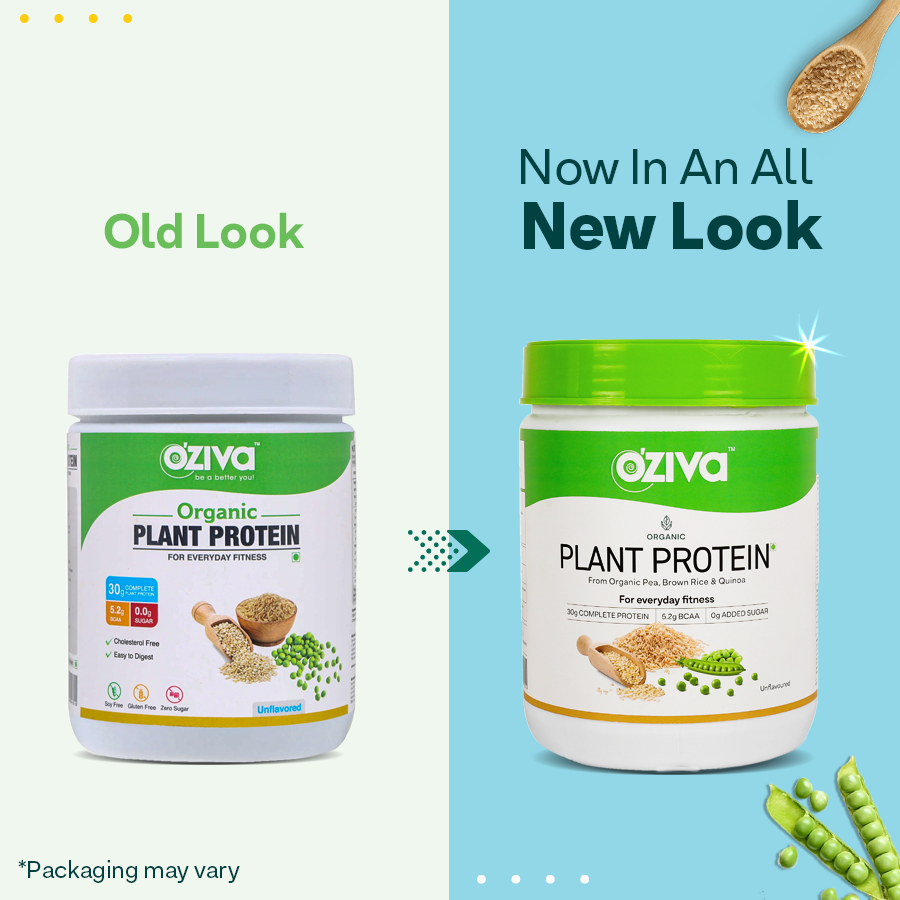 OZiva Organic Plant Protein, For Everyday Fitness 1kg - Unflavored - NutraC - Health &amp; Nutrition Store 