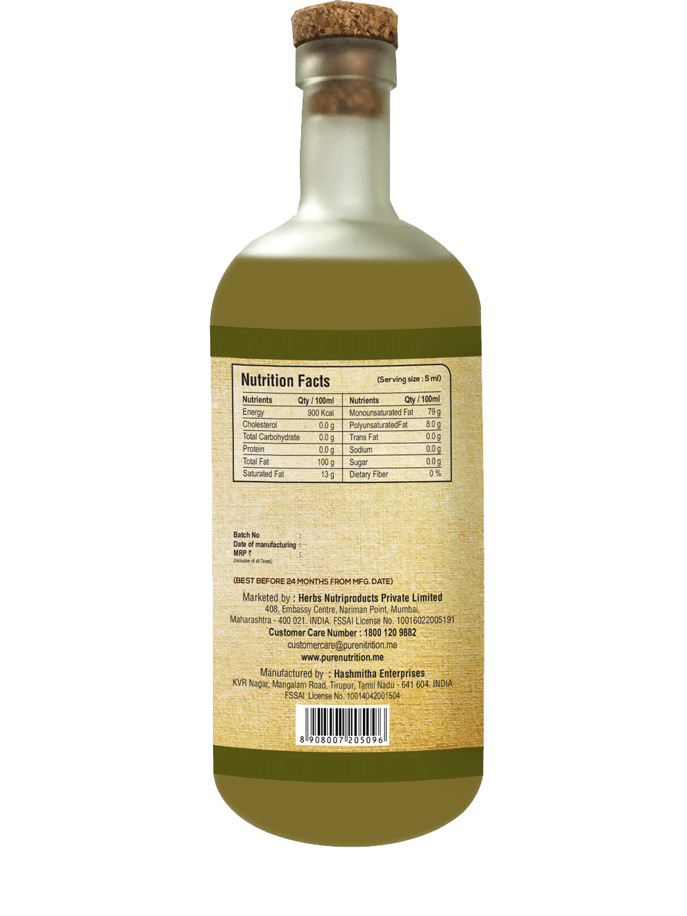 Pure Nutrition Organic Virgin Olive Oil (500 ml) - NutraC - Health &amp; Nutrition Store 