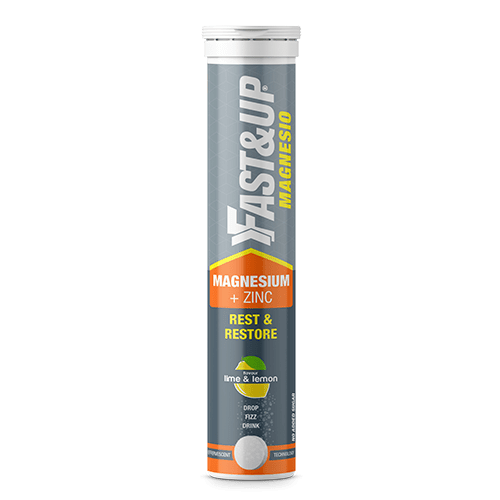 Fast&amp;Up Magnesio - Magnesium and Zinc helps in Muscle Health and Stress - 60 Effervescent Tablets - Lime and Lemon Flavor