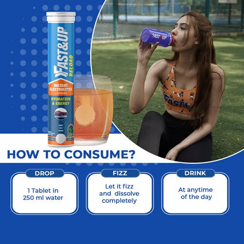 Fast&amp;Up Reload Electrolytes Energy Hydration Sports Drink - 20 Effervescent Tablets - Cola Flavor