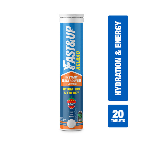 Fast&amp;Up Reload Electrolytes Energy Drink and Instant Hydration Sports Drink - 20 Effervescent Tablets - Berry Flavour