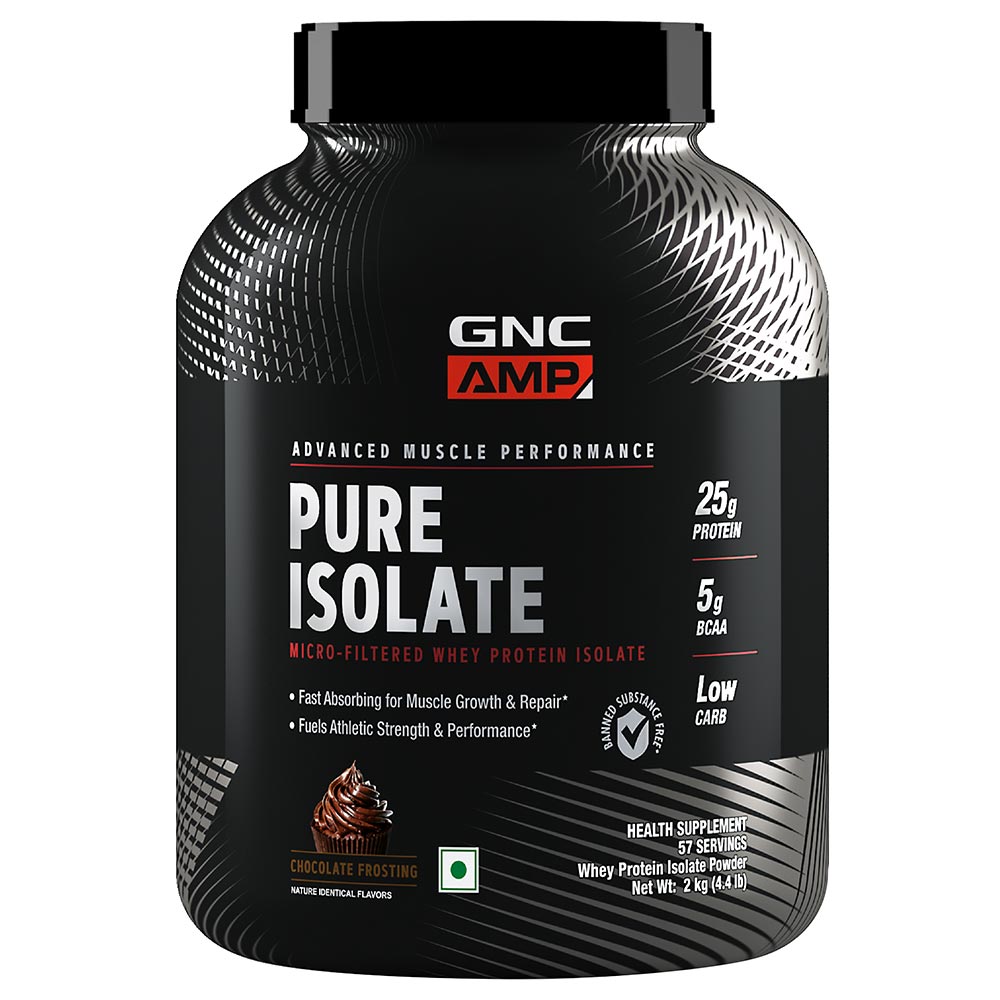 GNC AMP Pure Isolate Powder, Chocolate Frosting, 4.4 lb