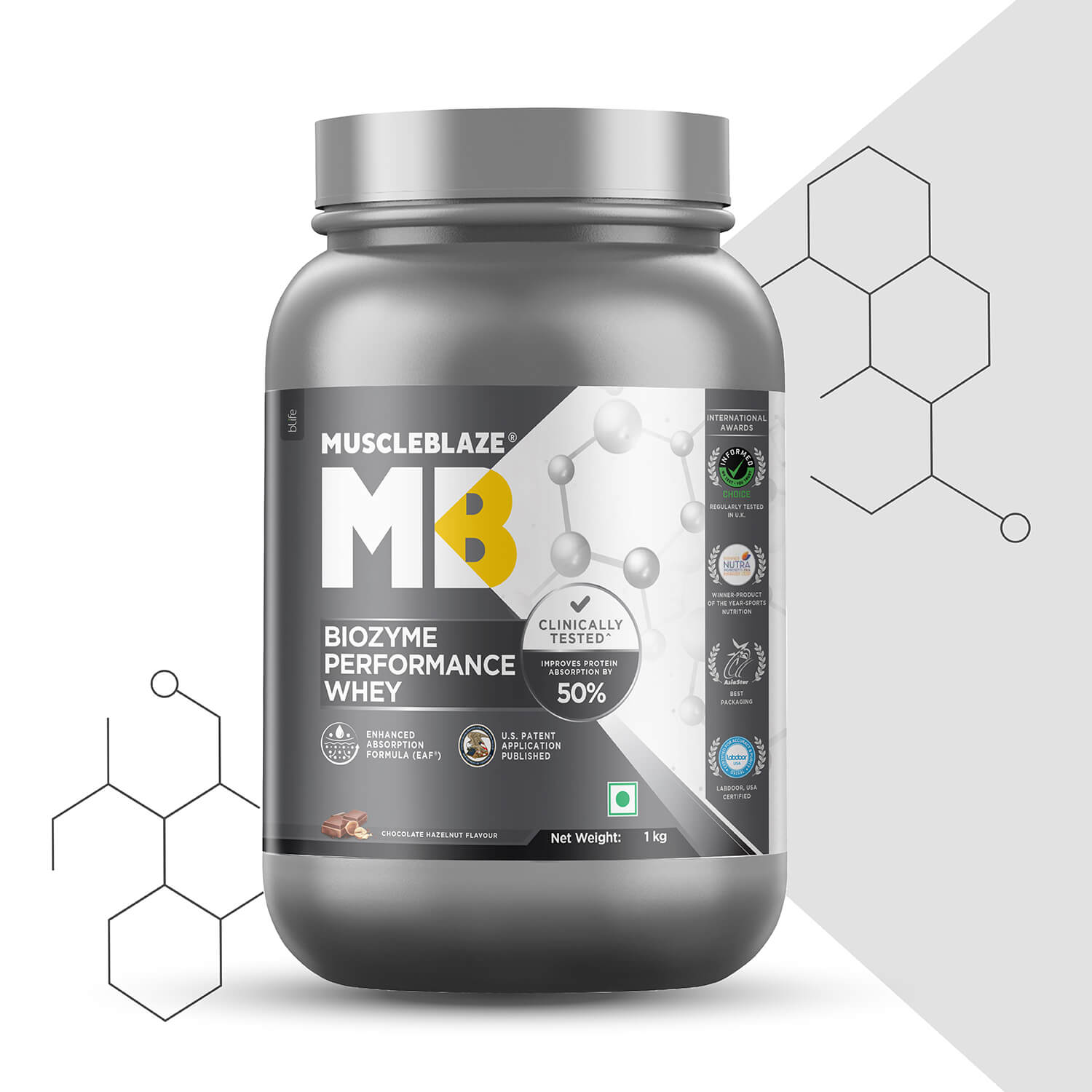 MuscleBlaze Biozyme Performance Whey, 1 kg (2.2 lb), Chocolate