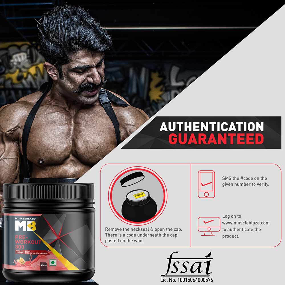 MuscleBlaze PRE Workout 300, 250 g (0.55 lb),, - NutraC - Health &amp; Nutrition Store 