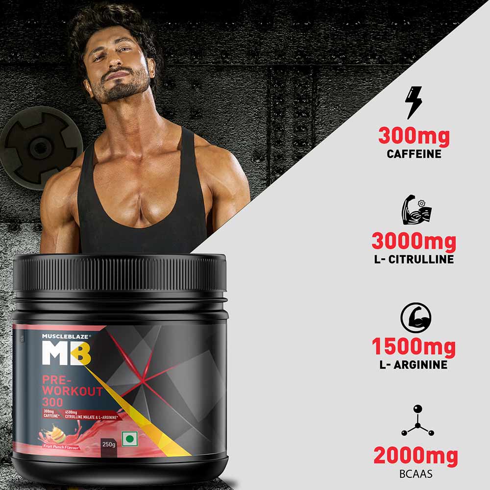 MuscleBlaze PRE Workout 300, 250 g (0.55 lb),, - NutraC - Health &amp; Nutrition Store 